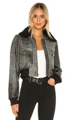 Understated Leather Spirit Bomber Jacket With Shearling Collar In Distressed Black