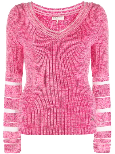 Emilio Pucci Sheer Detail Knit Jumper In Pink