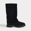 STUART WEITZMAN Luiza Chill Turn-up Boots in Black Suede and Shearling