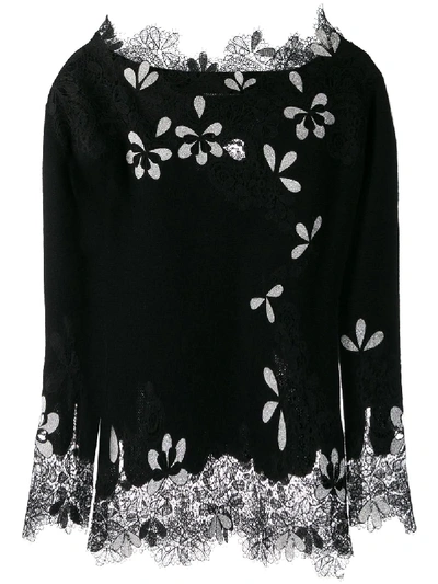 Ermanno Scervino Off The Shoulder Lace Insert Top In Black