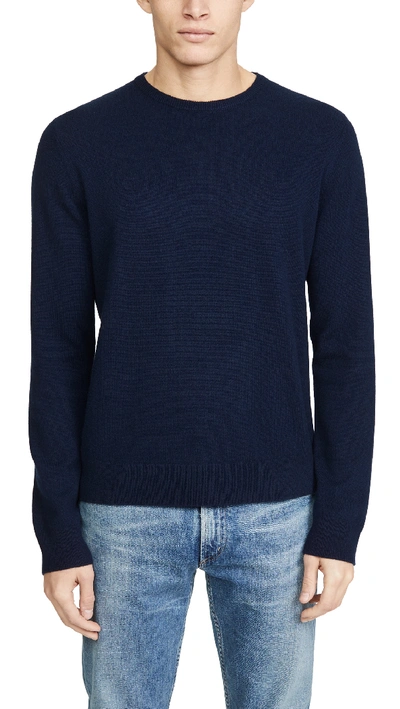 Frame Long Sleeve Crew Neck Sweater In Navy