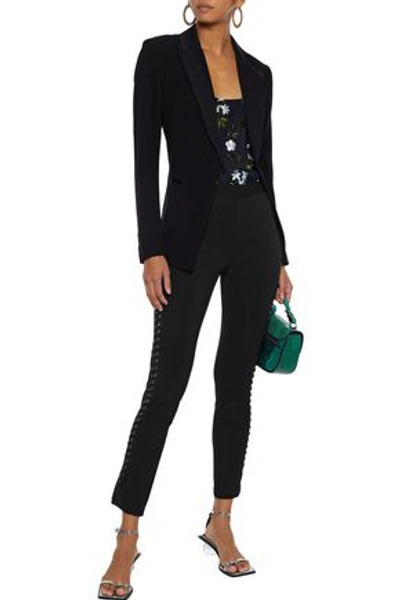 Roberto Cavalli Lace-up Stretch-knit Leggings In Black
