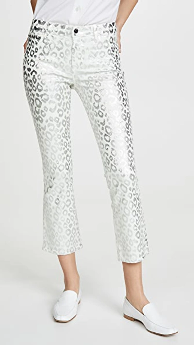 J Brand Selena Mid-rise Cropped Boot-cut Corduroy Jeans, Moonbeam In Snow Leopard