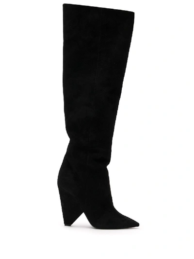 Saint Laurent Niki 105 Over The Knee Boots In Black