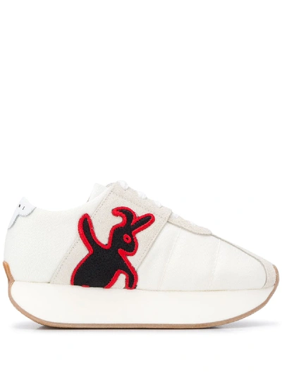 Marni Motif Detail Flatform Sneakers In White