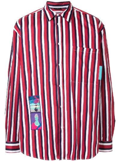 Marcelo Burlon County Of Milan Dame Label Striped Shirt In Multicolour