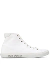 Saint Laurent White Canvas Malibu Mid-top Sneakers In White