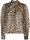 GANNI TIE-NECK LEOPARD PRINT BLOUSE