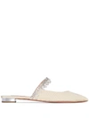 AQUAZZURA EXQUISITE PEARL STRAP MULES