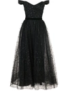 MARCHESA NOTTE DRAPED CORSETED SEQUIN-EMBELLISHED GOWN