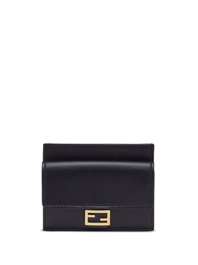 Fendi Ff Pattern Card Case In Black