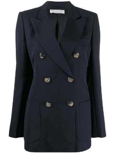 Victoria Beckham Double-breasted Grain De Poudre Blazer In Navy