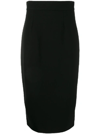 Goat Jade High Waisted Pencil Skirt In 黑色