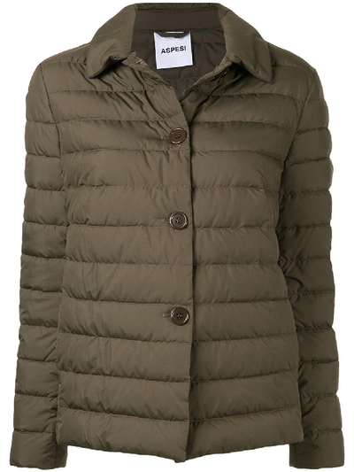 Aspesi Padded Button Jacket In 绿色