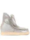 Mou Stitch Detail Ankle Boots In Silver