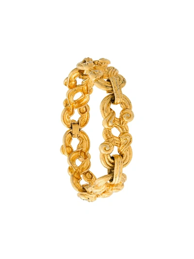 Pre-owned Sonia Rykiel 1980s Horseshoe Motif Bracelet In Gold