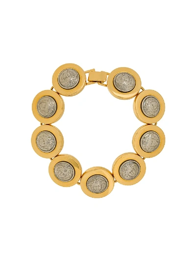 Pre-owned Versace 1990s Medusa Articulated Bracelet In Gold