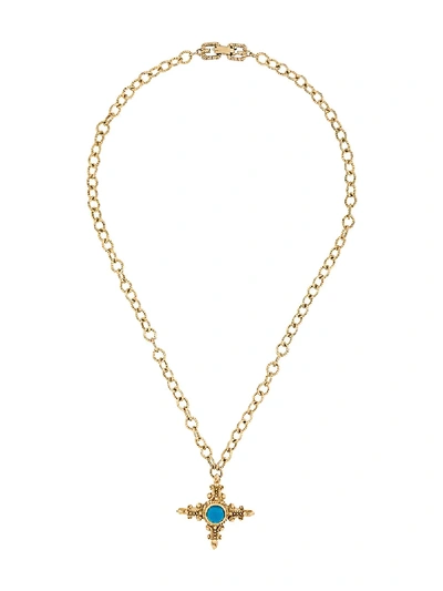 Pre-owned Givenchy 1980s Cross Pendant Necklace In Gold