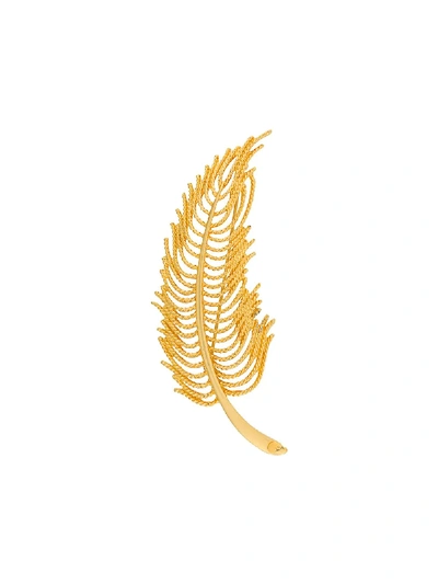 Pre-owned Monet 1980s Feather Brooch In Gold