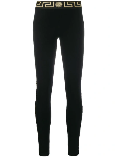 Versace Medusa Greca Waistband Leggings In 黑色