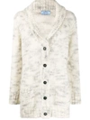 Prada Shawl-collar Knitted Cardigan In 白色