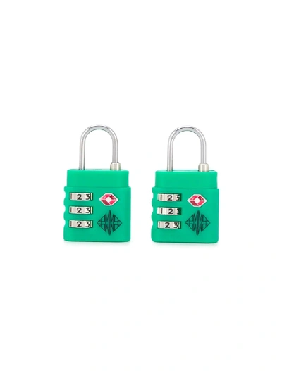 Fpm - Fabbrica Pelletterie Milano Set-of-two Padlocks In Green