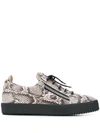 Giuseppe Zanotti Frankie Python Sneakers In Braun