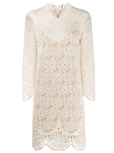 Ermanno Scervino Macramé Shift Dress In Neutrals