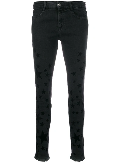 Stella Mccartney Star Flocked Skinny Jeans In Black