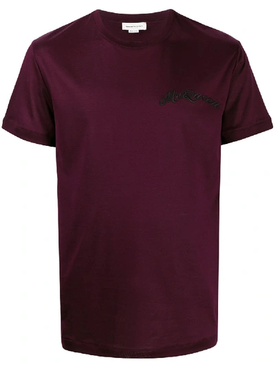 Alexander Mcqueen Embroidered Logo T-shirt In Red