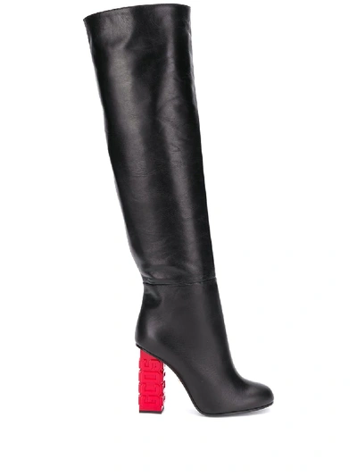 Gcds Riders Knee-high Boots In Black