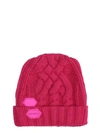 OFF-WHITE KNIT POT HAT HATS IN FUXIA WOOL,11158151