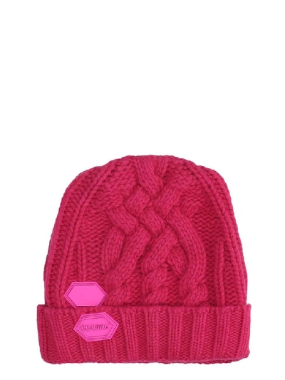 Off-white Knit Pot Hat Hats In Fuxia Wool