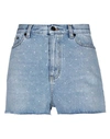 Saint Laurent Spotted Back Denim Shorts In Blue