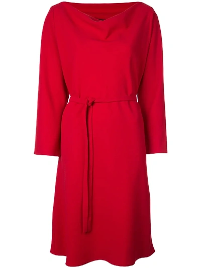 Natori Belted Day Dress In Red