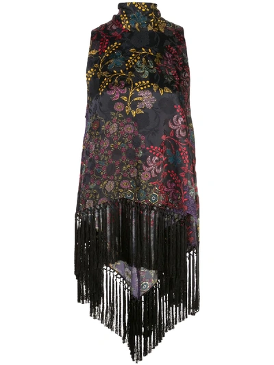 Josie Natori Jacquard Scarf Blouse In Black