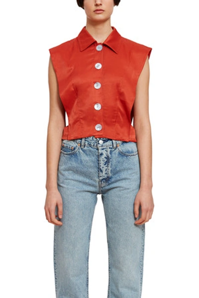 Opening Ceremony Tie Back Shell Blouse In Rust 2201