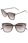 Saint Laurent Square Acetate & Metal Sunglasses In Shiny Dark Havana/ Grey Grad