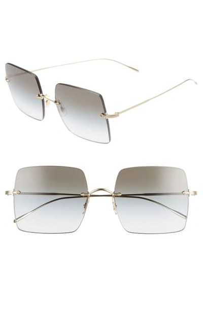 Oliver Peoples Oishe 57mm Gradient Rimless Square Sunglasses In Gold/ Viridian Gradient