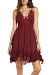 Free People Intimately Fp Adella Frilled Chemise In Wine