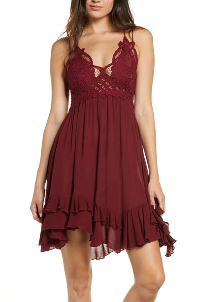Free People Intimately Fp Adella Frilled Chemise In Wine