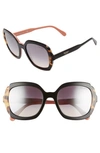 Prada Etiquette 54mm Square Sunglasses In Top Black/ Blue Grad Mirror
