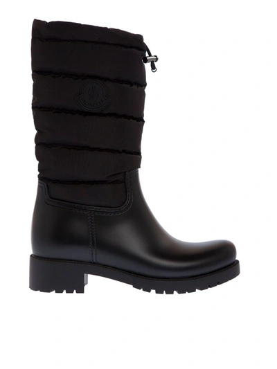 Moncler Ginette Quilted Nylon And Rubber Rain Boots In Black