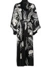 JOSIE NATORI COUTURE EMBROIDERED DRAGON ROBE DRESS