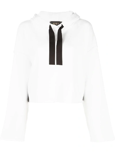 Alala Stance Side-stripe Cropped Hoodie Sweatshirt In White