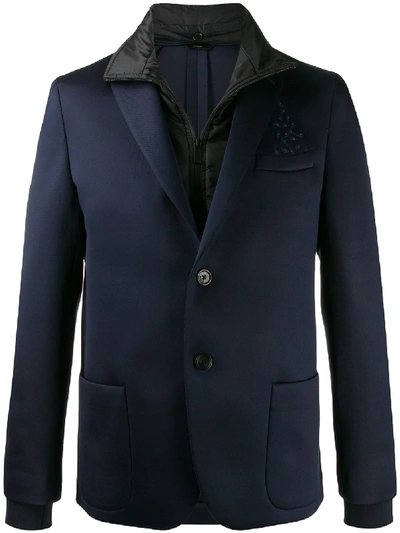 Fendi Layered Slim-fit Jacket In Blue