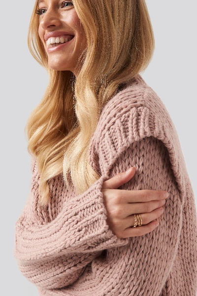 Na-kd Wool Blend Shoulder Detail Knitted Sweater - Pink