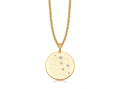 Missoma Pave Hammered Disc Necklace 18ct Gold Vermeil/cubic Zirconia