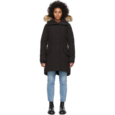 Canada Goose Black Down Rossclair Parka In Nero