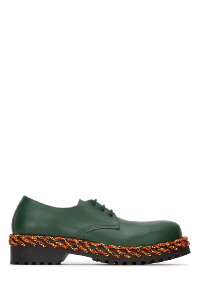 Balenciaga Men's Braided Derby Shoes In Green